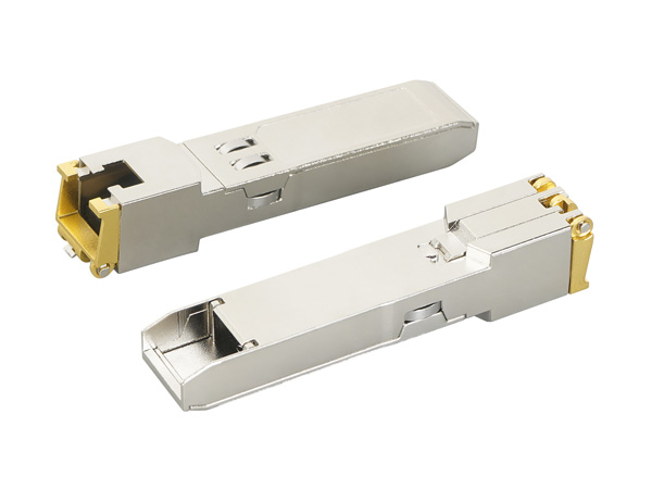 电口SFP-T光模块锌合金压铸外壳 - 镀银处理连接器端特写